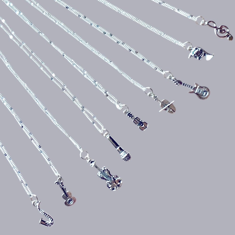 Musical Instrument Silver Charm Necklaces. Choose your favorite(s) - Picture 12 of 12